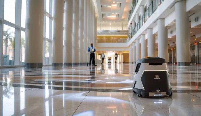 商用清潔機器人-全自動洗地機無線充電解決方案